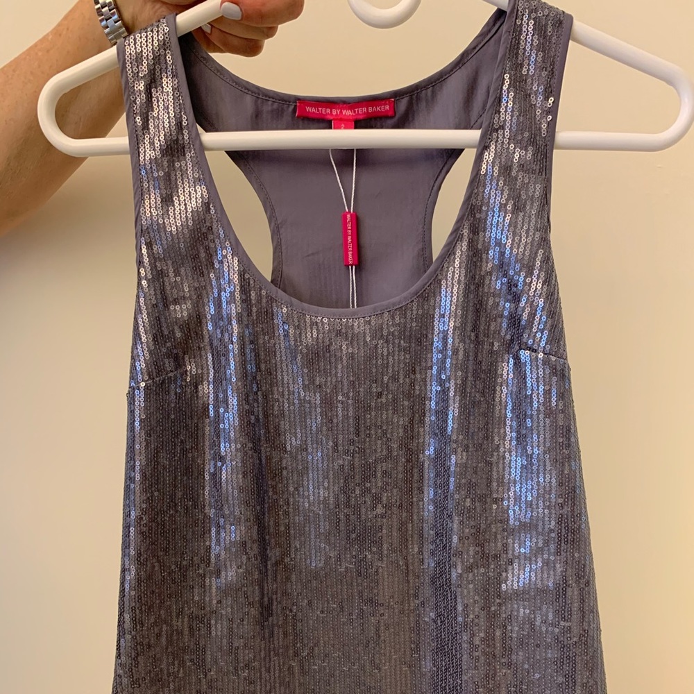 NWT Walter by Walter Baker Silver Sequin Shirt ✨